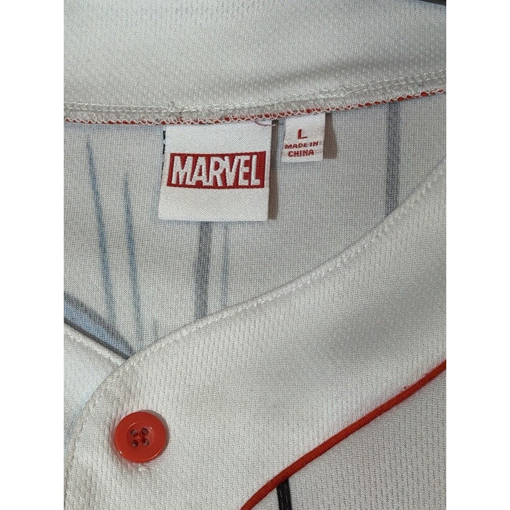 Marvel The Amazing Spider-Man White Pinned Striped Baseball Jersey Size Large - Picture 5 of 6
